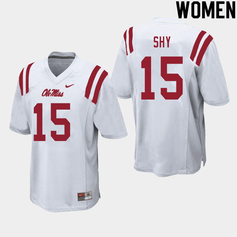 Women #15 Sellers Shy Ole Miss Rebels College Football Jerseys Sale-White - Click Image to Close